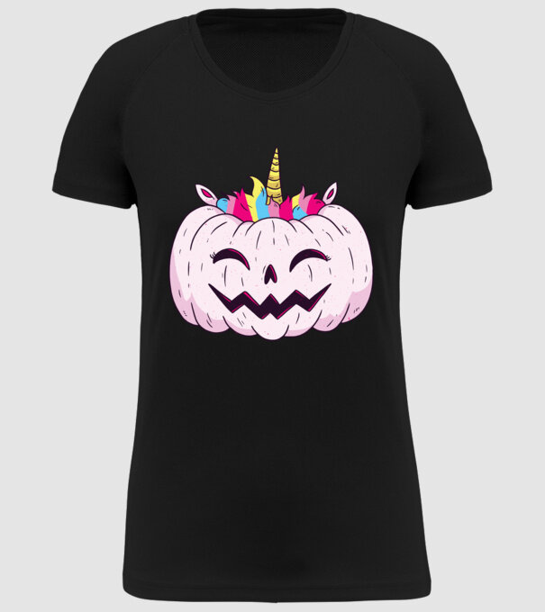 Unicorn Dovleac Halloween model negru pe tricou