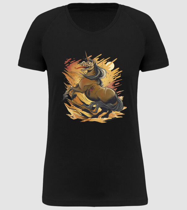 Unicorn Zombie model negru pe tricou