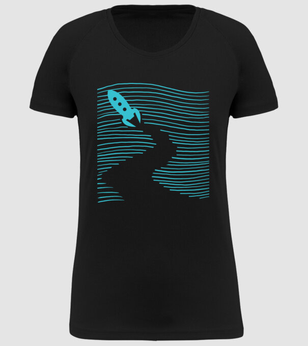 Navă spațială model negru pe tricou
