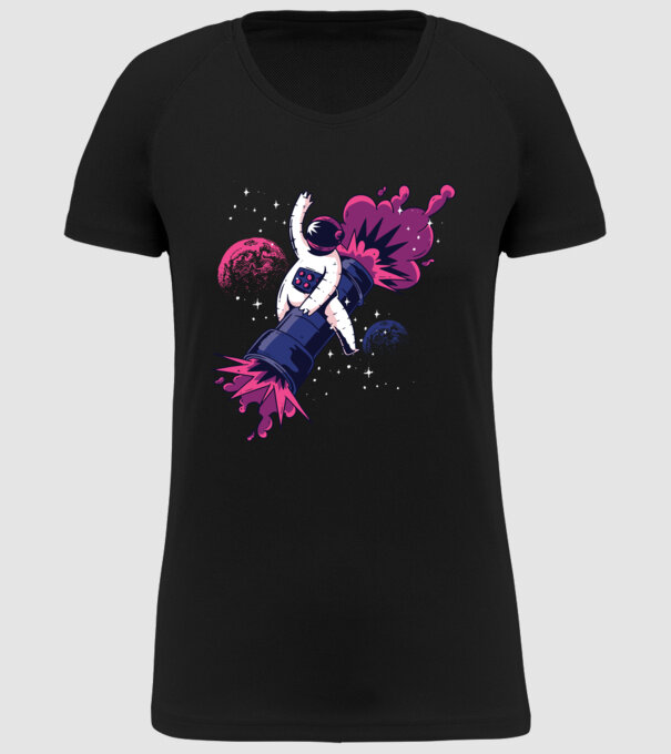 Astronaut Bazooka Rodeo model negru pe tricou