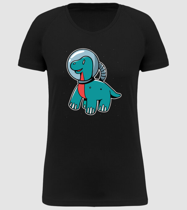 Dinozaur Astronaut model negru pe tricou