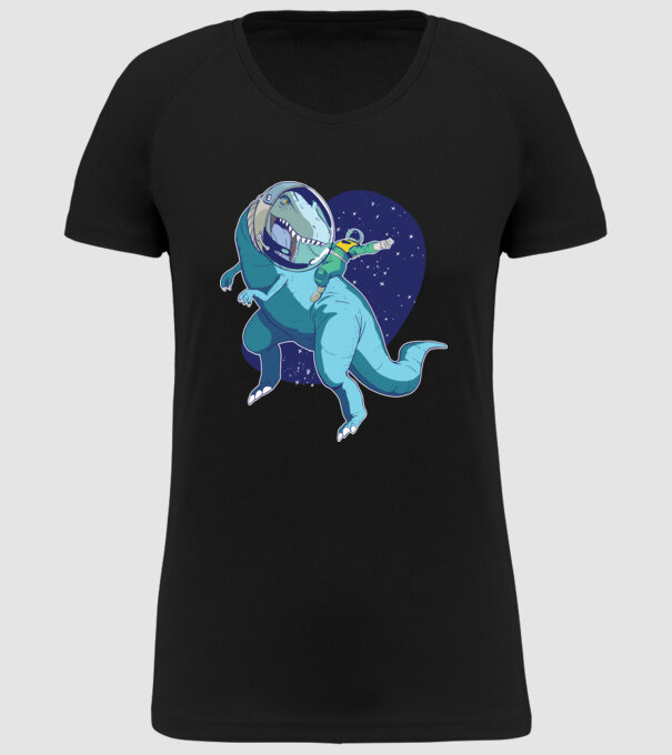 Astronaut Dinozaur T rex model negru pe tricou