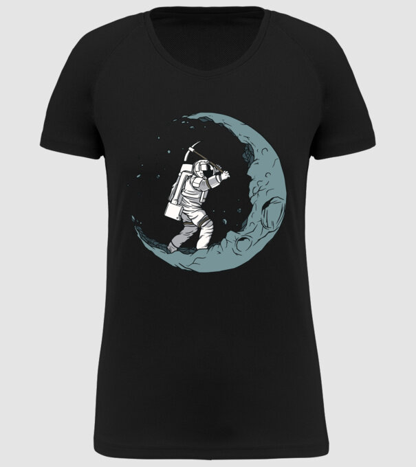 Astronaut pe Lună model negru pe tricou