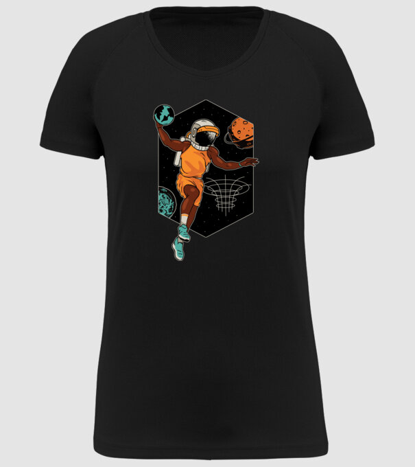 Astronaut Baschetbalist model negru pe tricou