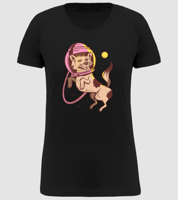 Câine Astronaut model negru pe tricou