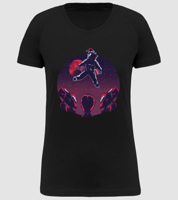 Moș Crăciun Astronaut model negru pe tricou