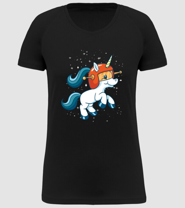 Unicorn Astronaut model negru pe tricou