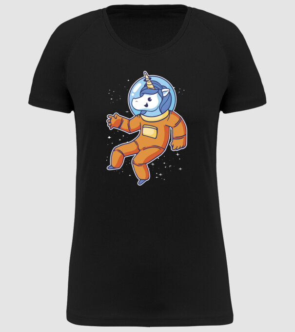 Unicorn Astronaut model negru pe tricou