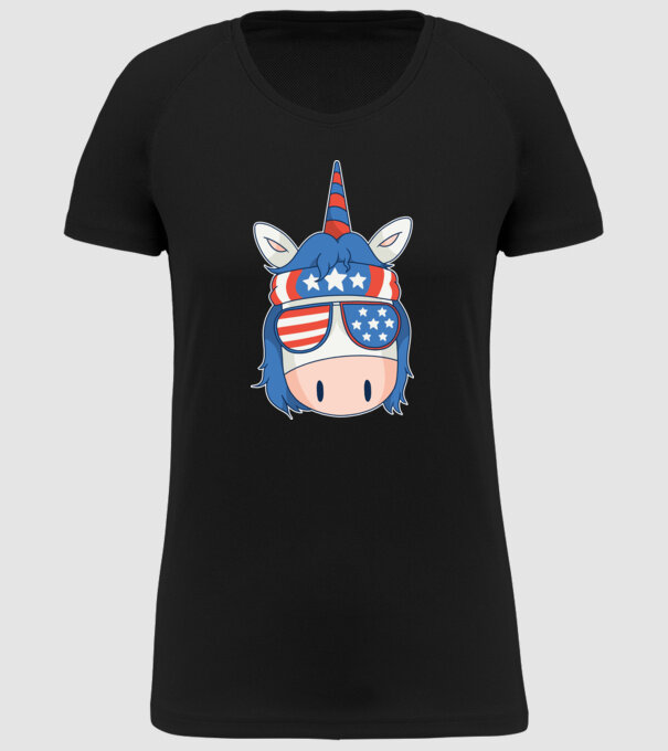 SUA unicorn model negru pe tricou