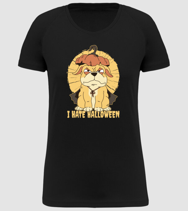 Urăsc Halloween cu câine model negru pe tricou