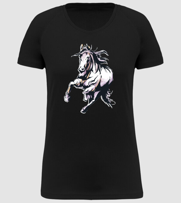 Cal alergând Tricou pentru călăreți model negru pe tricou