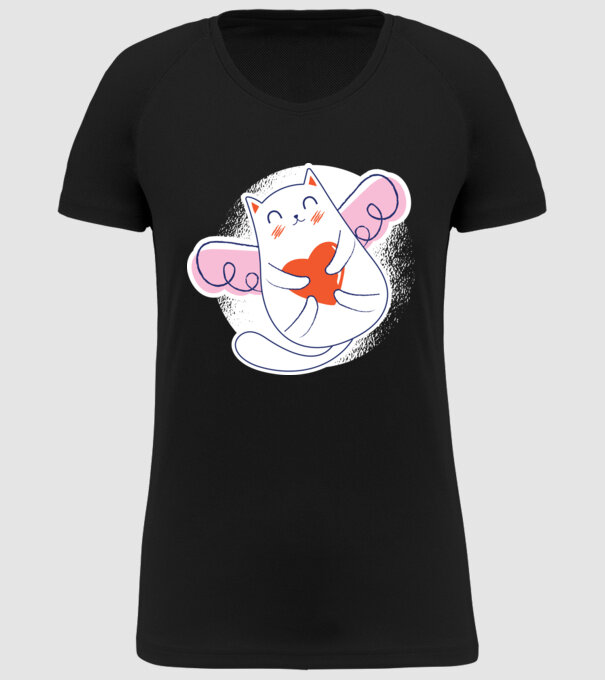 Pisică Valentin model negru pe tricou