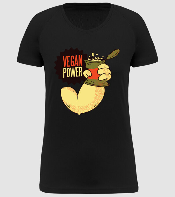 Putere vegan model negru pe tricou