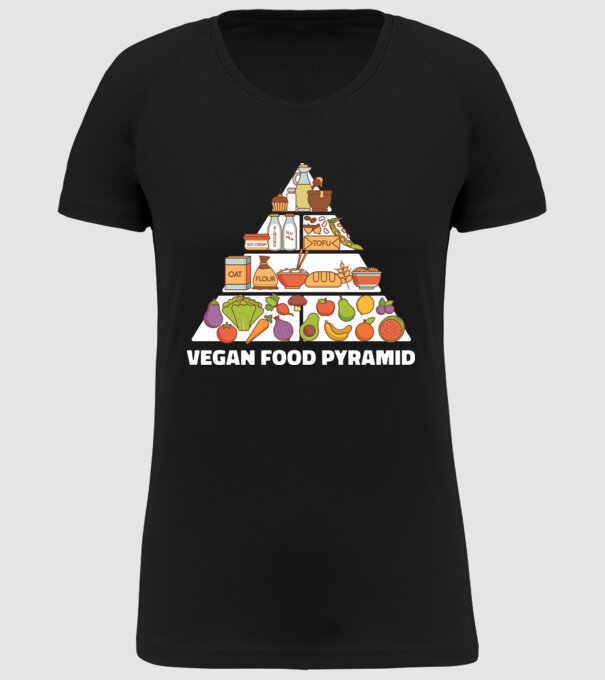 Piramidă vegan model negru pe tricou