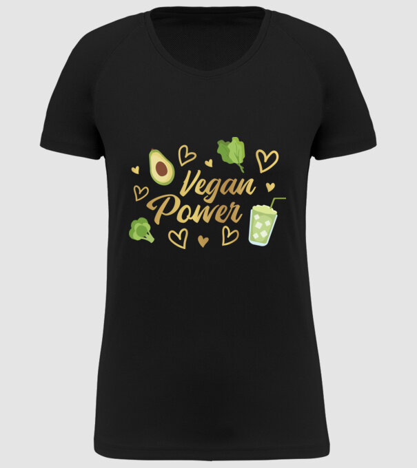 Vegan Power tricou vegan model negru pe tricou