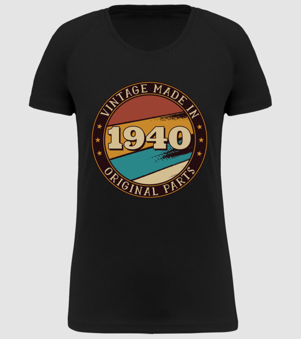 Vintage Made in 1940 Original Parts Retro Birthday model negru pe tricou