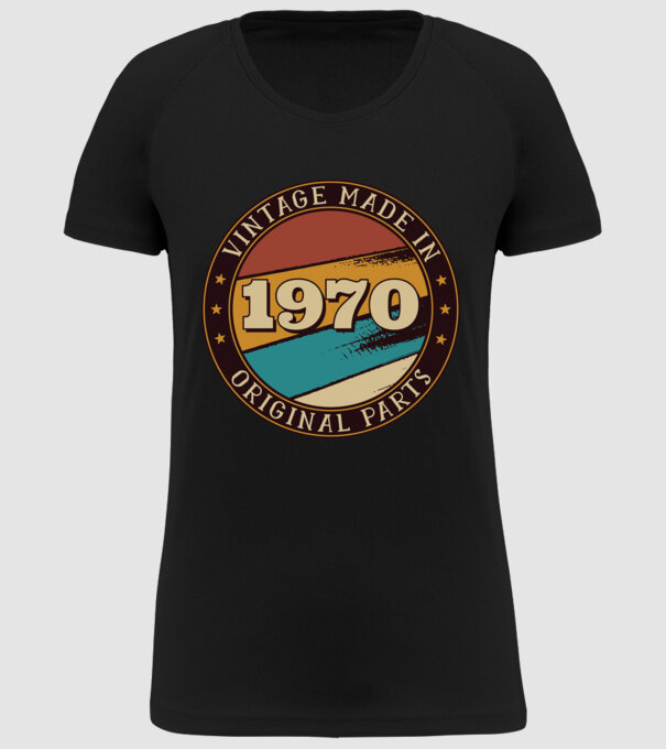 Vintage Made in 1970 Original Parts Retro Birthday model negru pe tricou