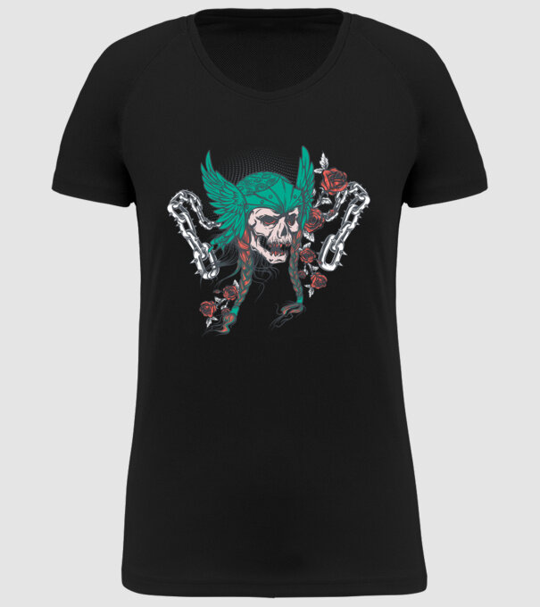 Vintage Craniu Viking model negru pe tricou