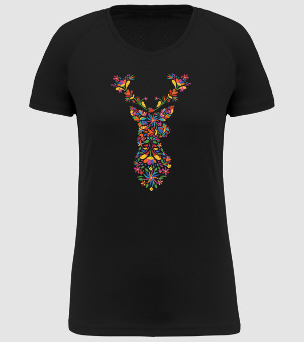 Cerb cu motive florale Floral model negru pe tricou