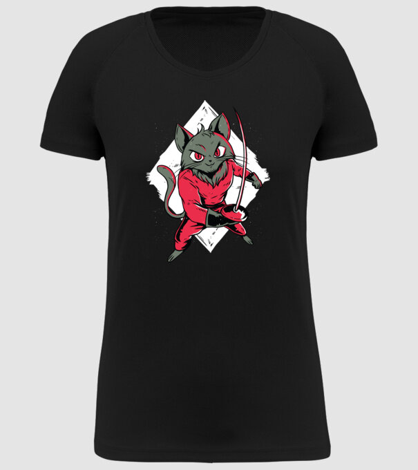 Pisică Scrimă model negru pe tricou