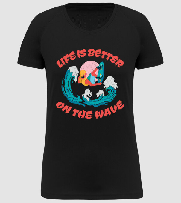 Wakeboard - Life is better on the wave model negru pe tricou