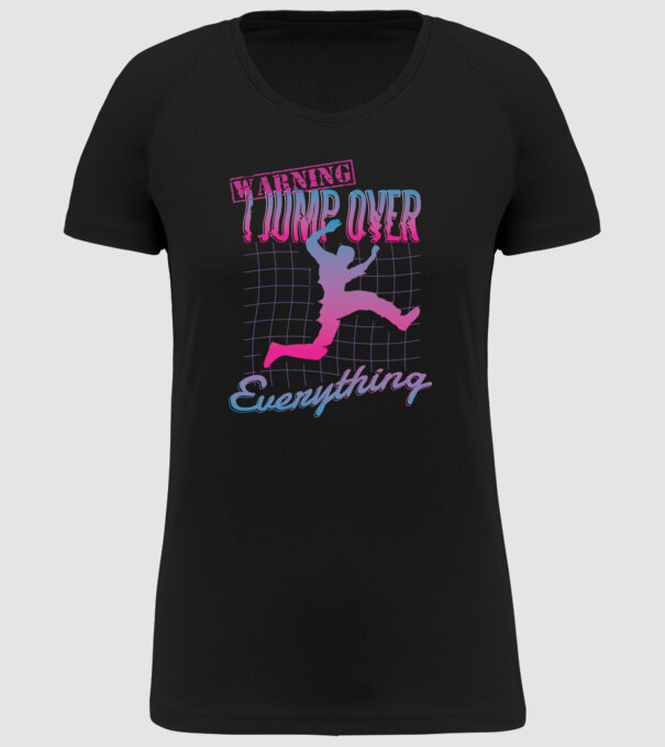 Warning I Jump over everything Parkour model negru pe tricou
