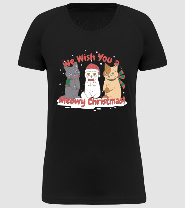 We wish You a Meowy Christmas model negru pe tricou