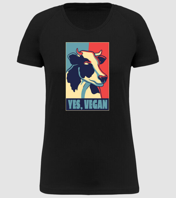Yes, Vegan model negru pe tricou