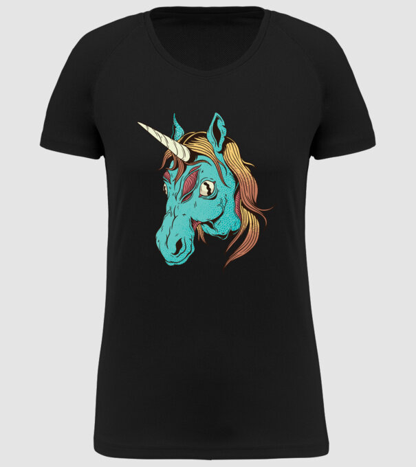 Unicorn Zombie model negru pe tricou