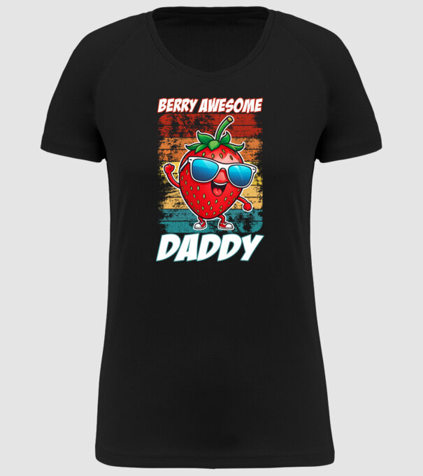 Berry Awesome Daddy Strawberry model negru pe tricou