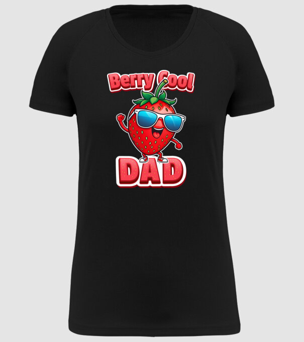 Berry Cool Dad Strawberry model negru pe tricou