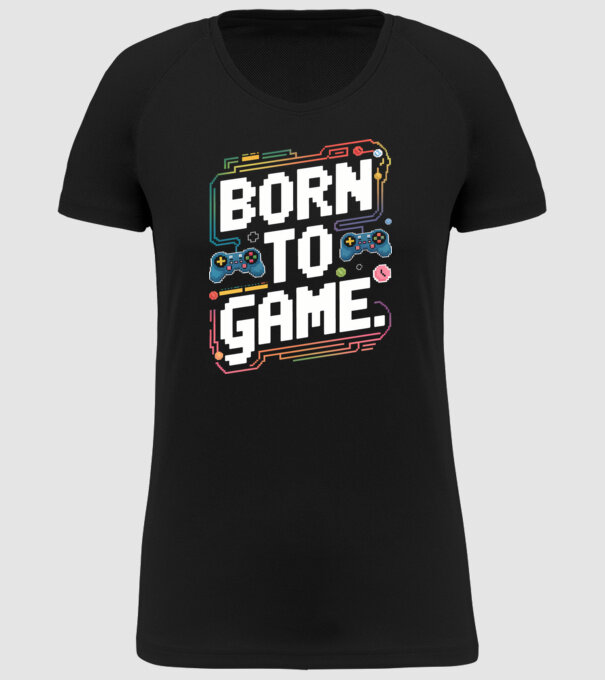 Born to Game Pixel Negru model negru pe tricou