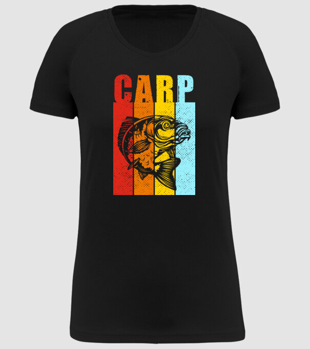 Carp Pescuit model negru pe tricou
