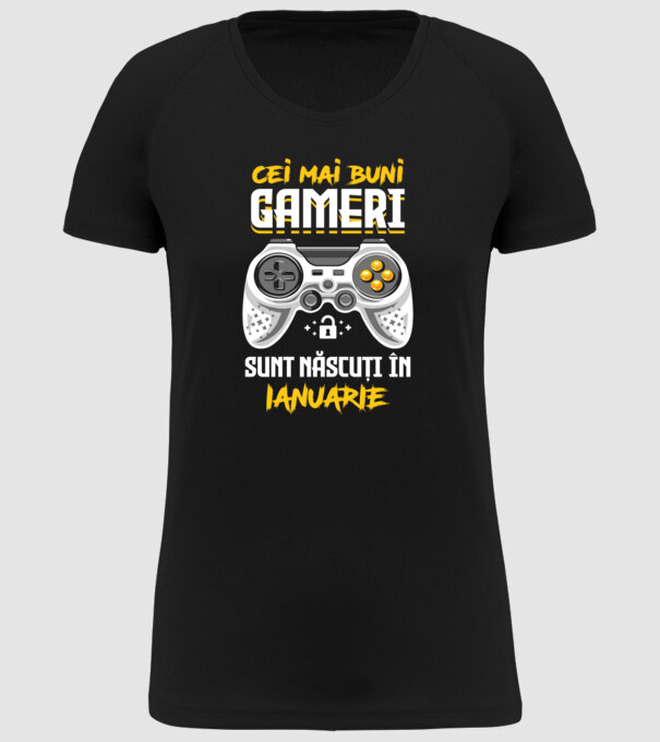 cei mai buni gameri sunt născuți în ianuarie model negru pe tricou