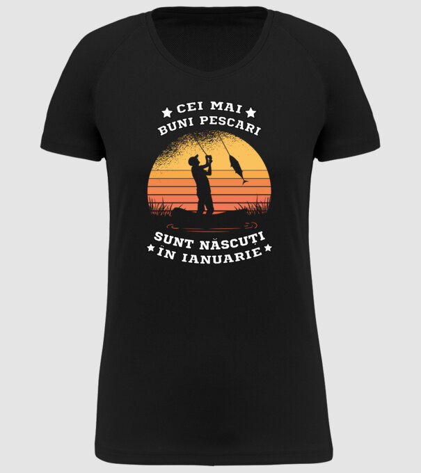 Cei mai buni Pescari sunt născuți în Ianuarie model negru pe tricou