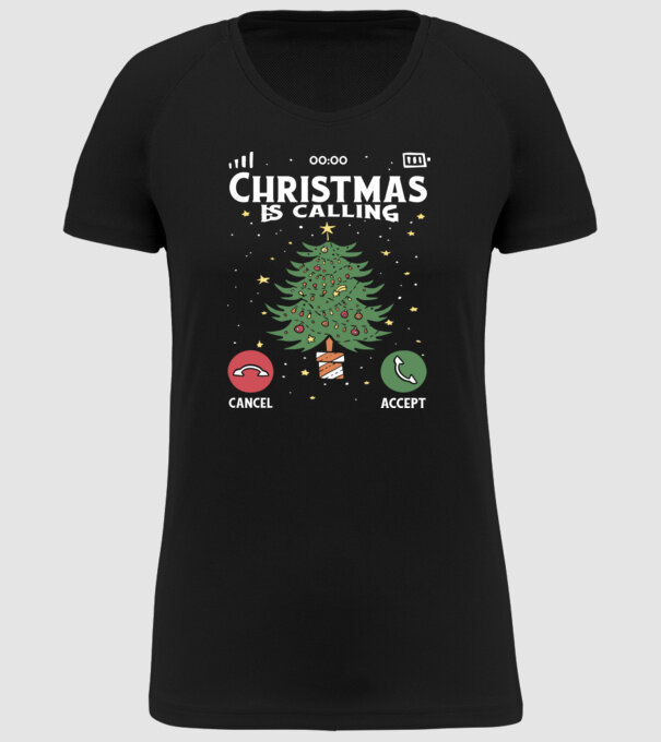 Christmas is calling model negru pe tricou