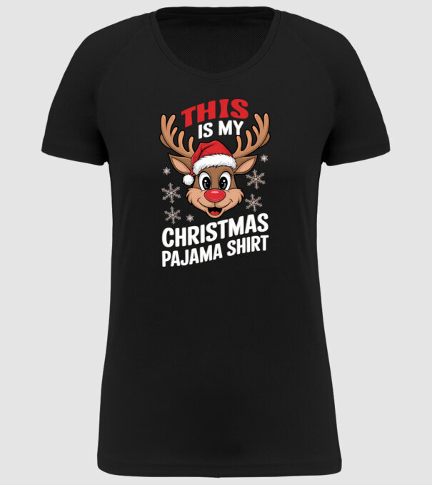Christmas Pajama Reindeer Negru model negru pe tricou