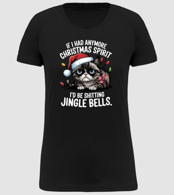 Christmas Spirit Grumpy Cat Negru model negru pe tricou