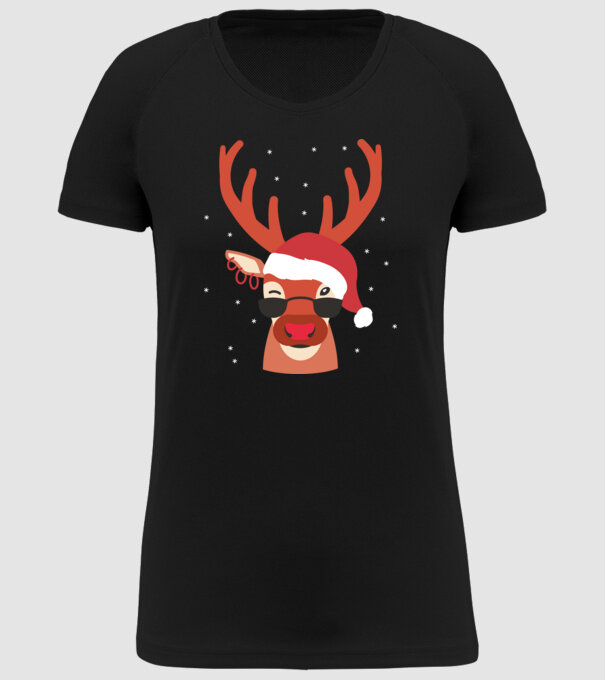 Cool Reindeer Rudolph model negru pe tricou