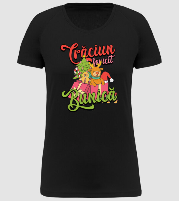 CRĂCIUN FERICIT BUNICĂ model negru pe tricou