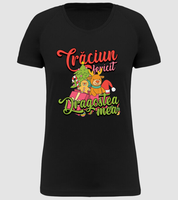 CRĂCIUN FERICIT DRAGOSTEA MEA model negru pe tricou