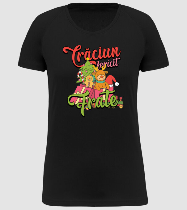 CRĂCIUN FERICIT FRATE / SORĂ model negru pe tricou