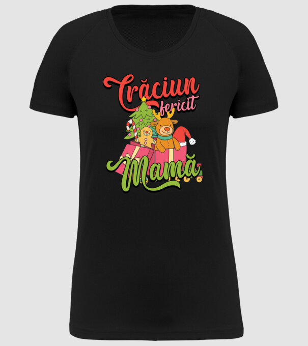 CRĂCIUN FERICIT MAMĂ model negru pe tricou