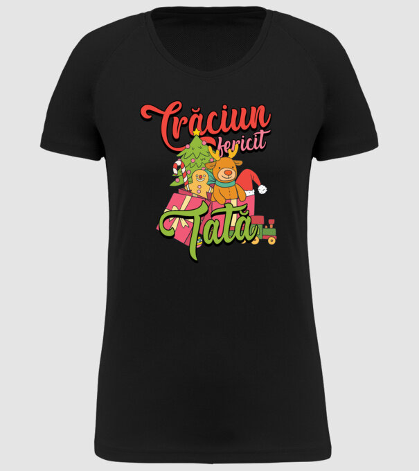 CRĂCIUN FERICIT TATĂ model negru pe tricou