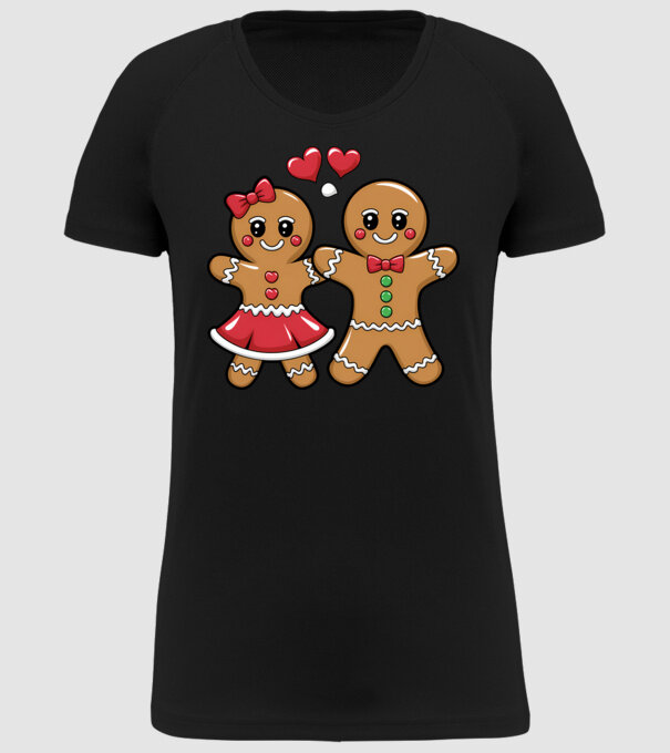 cuplu de turtă dulce în dragoste model negru pe tricou