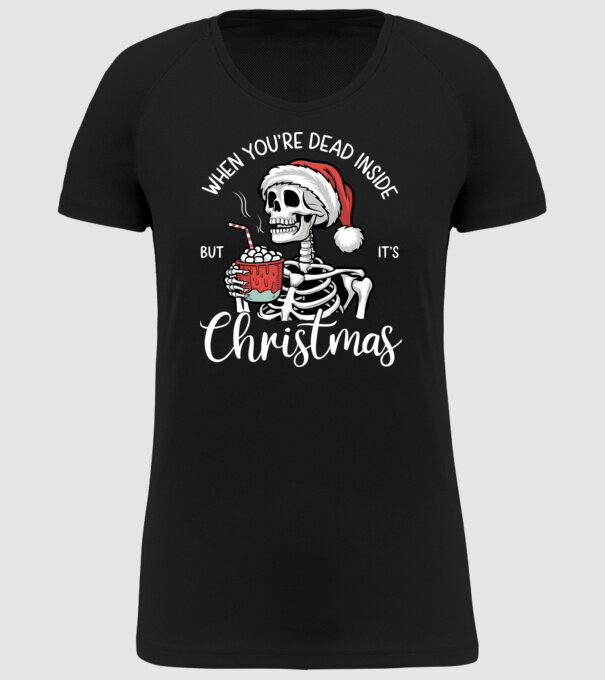 Dead inside, but it's christmas Negru model negru pe tricou