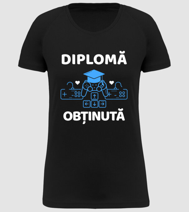 Diplomă obținută model negru pe tricou