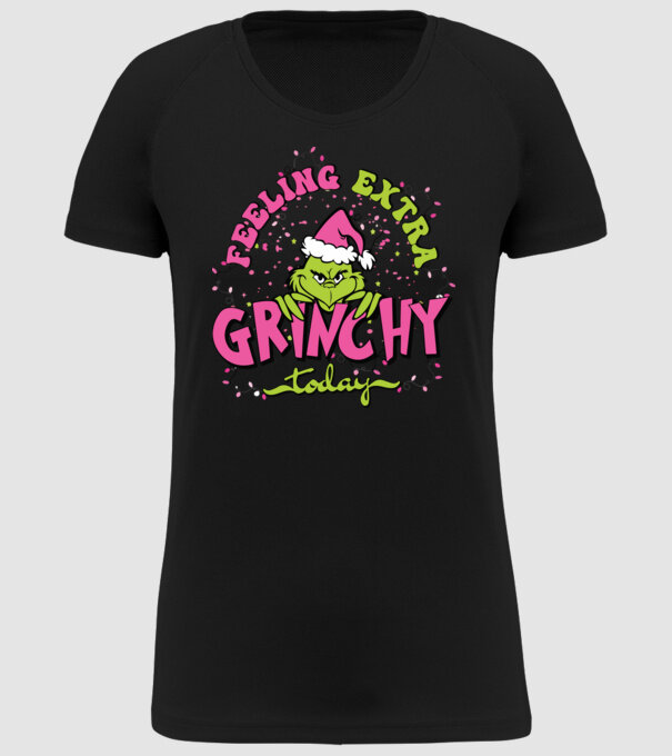 Feeling extra Grinchy today model negru pe tricou