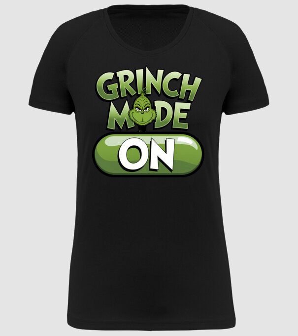 Grinch mode ON model negru pe tricou