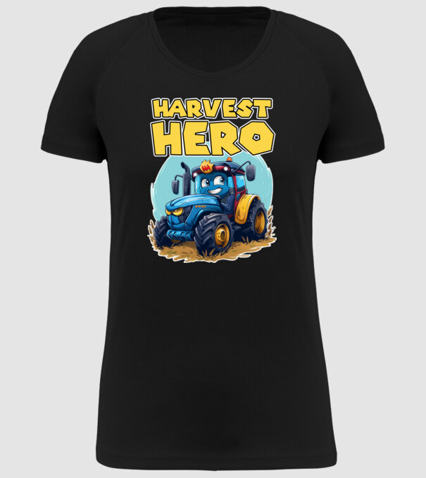 Harvest Hero Tractor model negru pe tricou